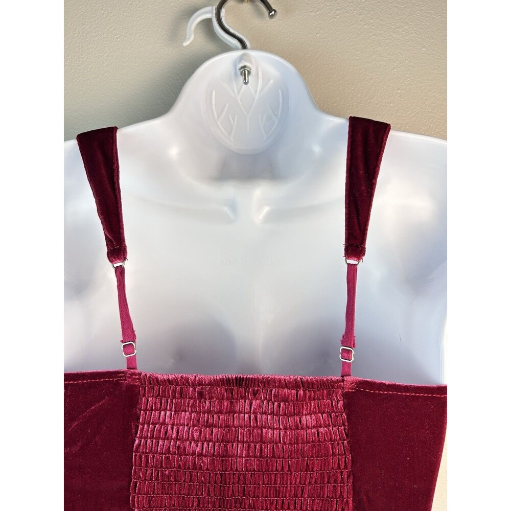 Abercrombie & Fitch Velvet Crop Top W Small Burgundy  Smocked Back Tank - Picture 4 of 9